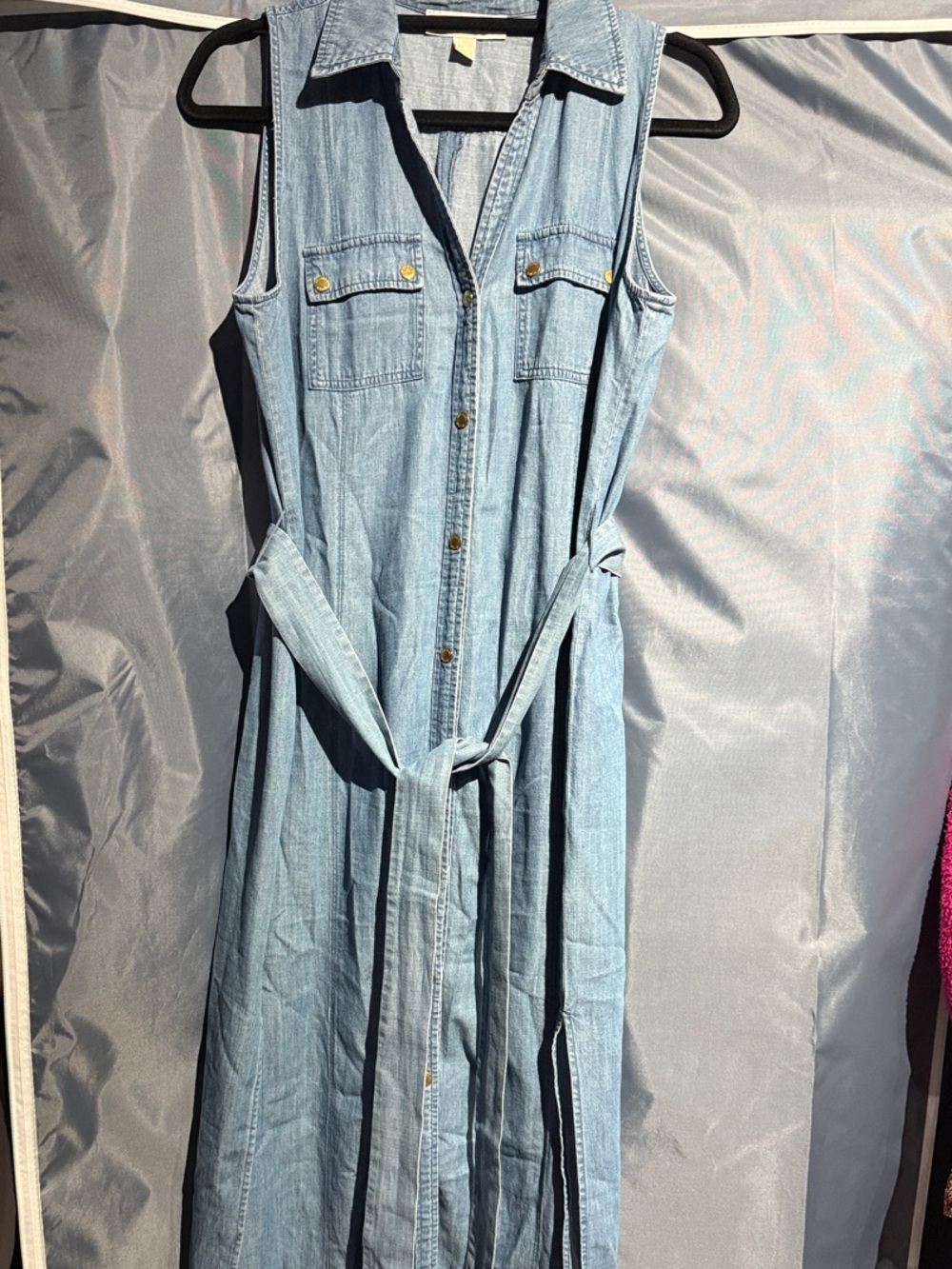 Michael Kors Light Blue Denim Maxi Shirt Dress
